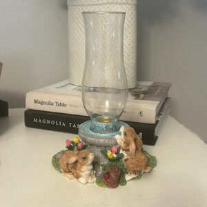 Vintage bunny candle holder spring flowers